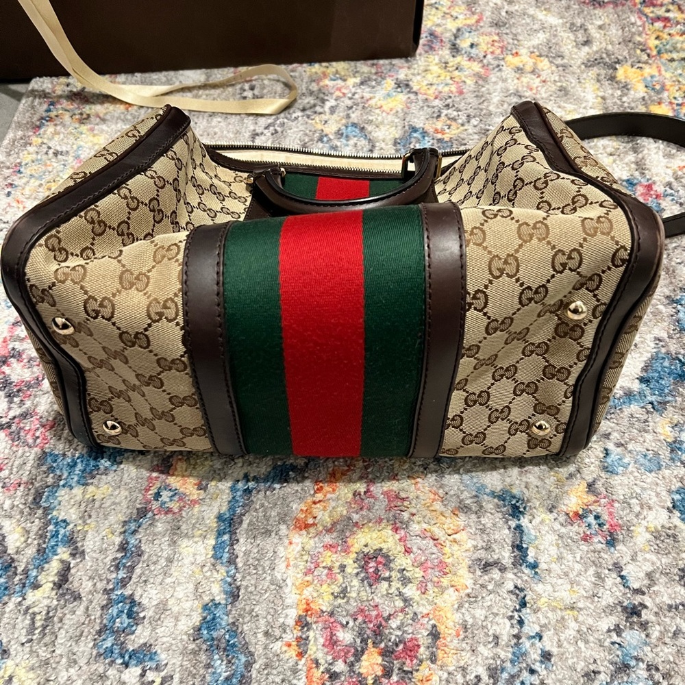 Authentic Gucci Web Medium Boston Bag - Picture 4 of 5